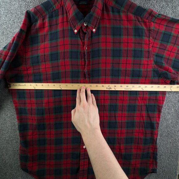 Ralph Lauren Cotton Flannel Button Up Shirt Long Sleeve Plaid Red Green Blake L - Picture 5 of 11